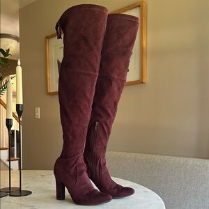 Elegant Burgundy Over-the-Knee Boots